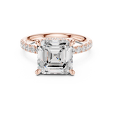 Gold Ring, Asscher center stone, Rose Gold, view 4