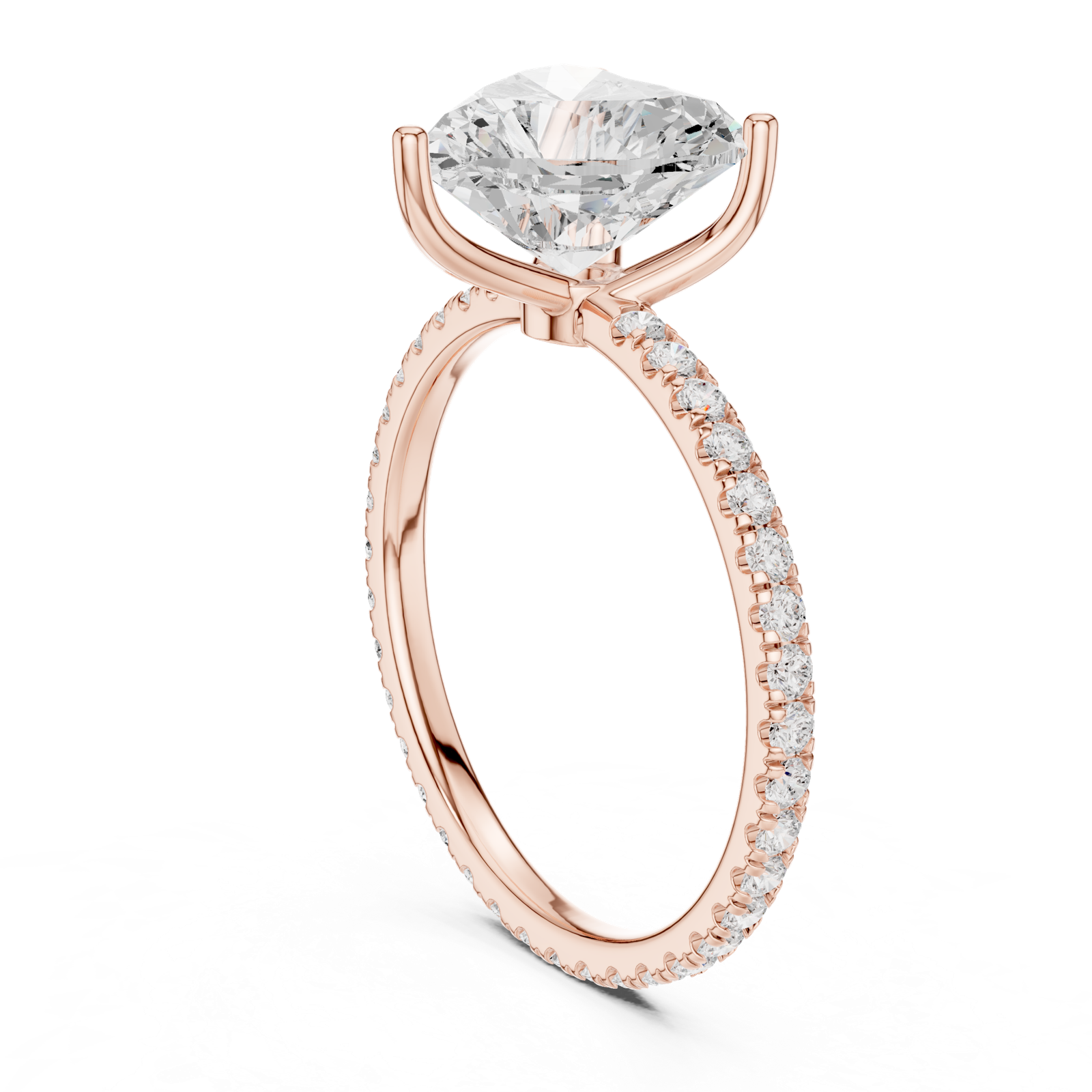 Gold Jewelry L36-16, Heart center stone, Rose Gold, view 1