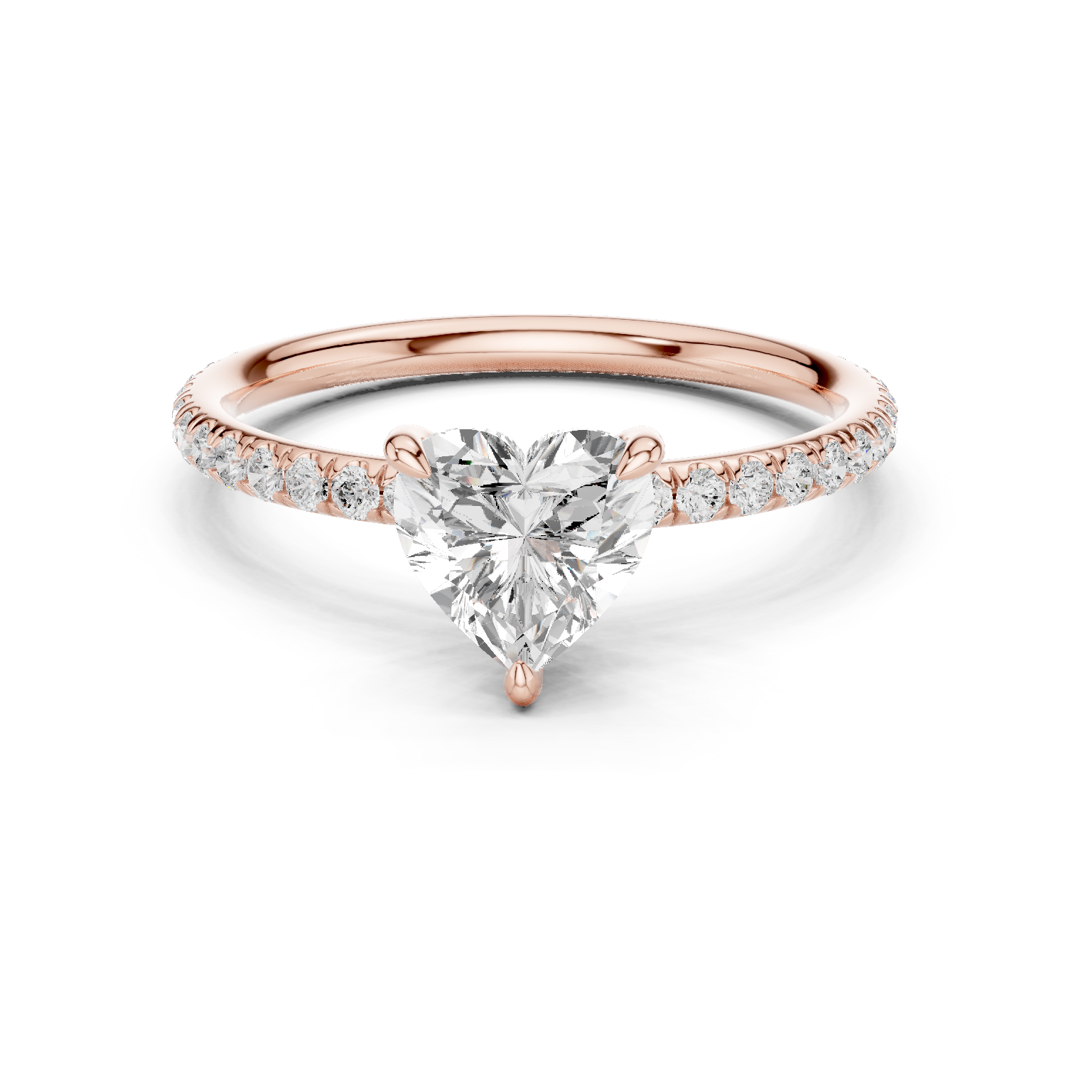 Gold Jewelry L36-15, Heart center stone, Rose Gold