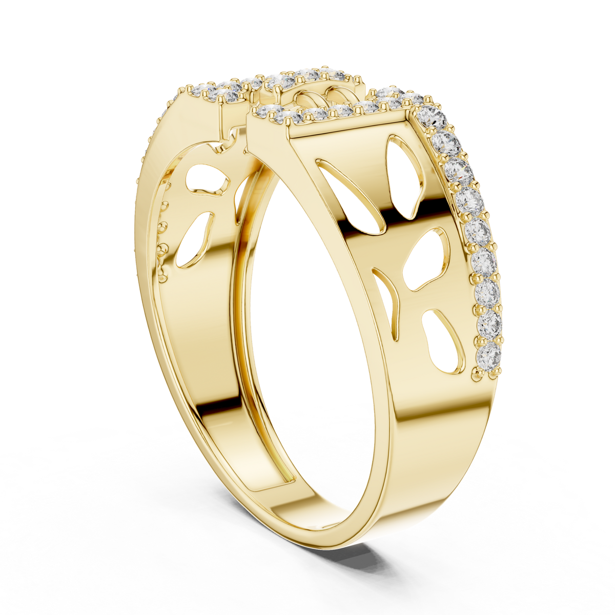 14K Solid Gold Lab Diamond Cluster Ring, Yellow Gold, view 1