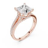 Gold Ring DDLR-252, Princess center stone, Rose Gold, view 2