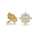 14K Solid Gold Lab Diamond Star Cluster Earrings, Yellow Gold, view 1