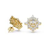 14K Solid Gold Lab Diamond Star Cluster Earrings, Yellow Gold, view 1