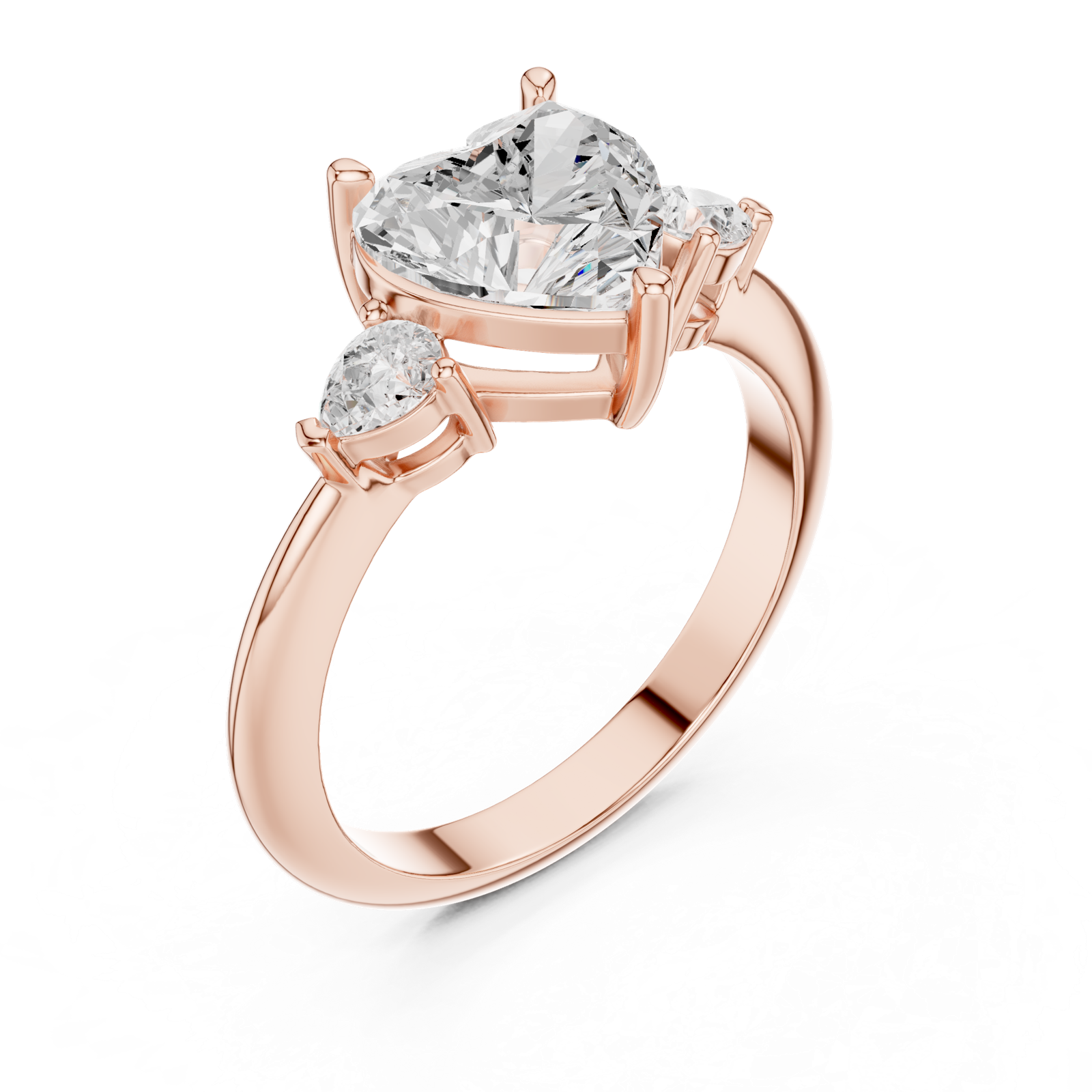 Gold Jewelry L35-66, Heart center stone, Rose Gold, view 2