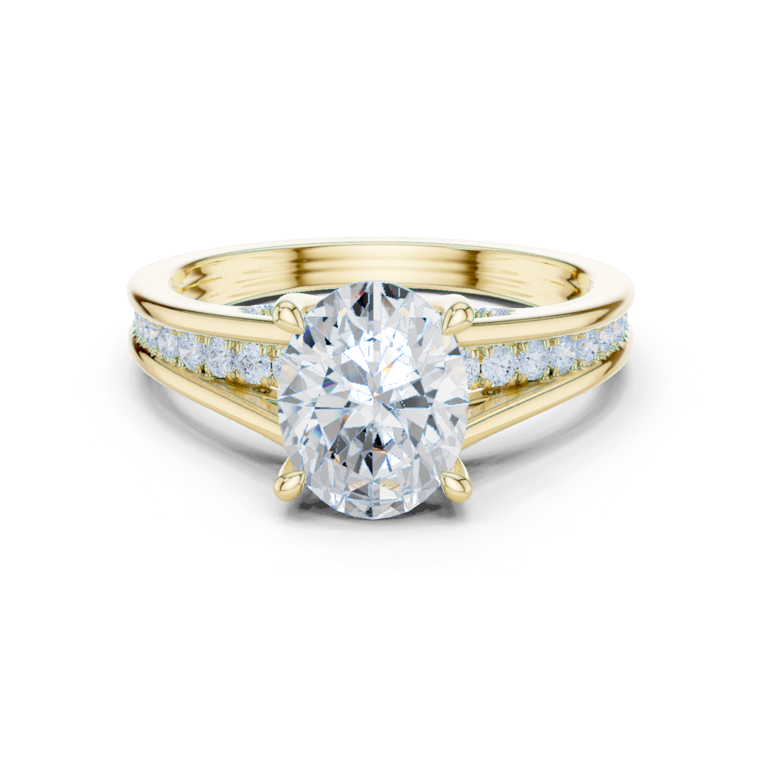 Gold Ring, Oval center stone, Yellow Gold