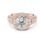 Gold Ring, Cushion center stone, Rose Gold, view 4