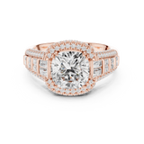 Gold Ring, Cushion center stone, Rose Gold, view 4
