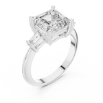 Gold Jewelry, Asscher center stone, White Gold, view 2