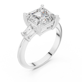 Gold Jewelry, Asscher center stone, White Gold, view 2