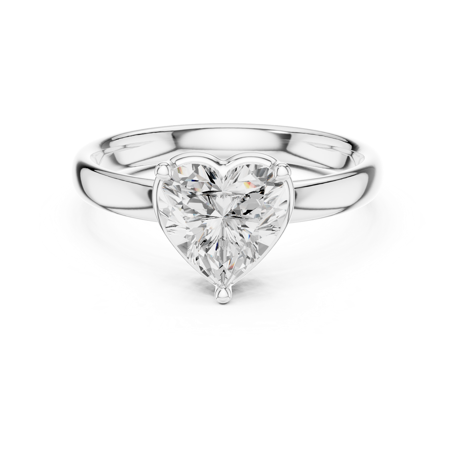 Gold Jewelry L36-10, Heart center stone, White Gold, view 4