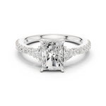 Gold Ring DDLR-037, Radiant center stone, White Gold