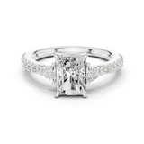Gold Ring DDLR-037, Radiant center stone, White Gold