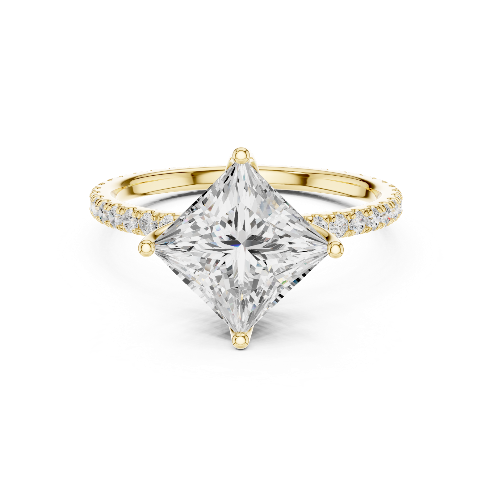Gold Jewelry L36-16, Princess center stone, Yellow Gold, view 4
