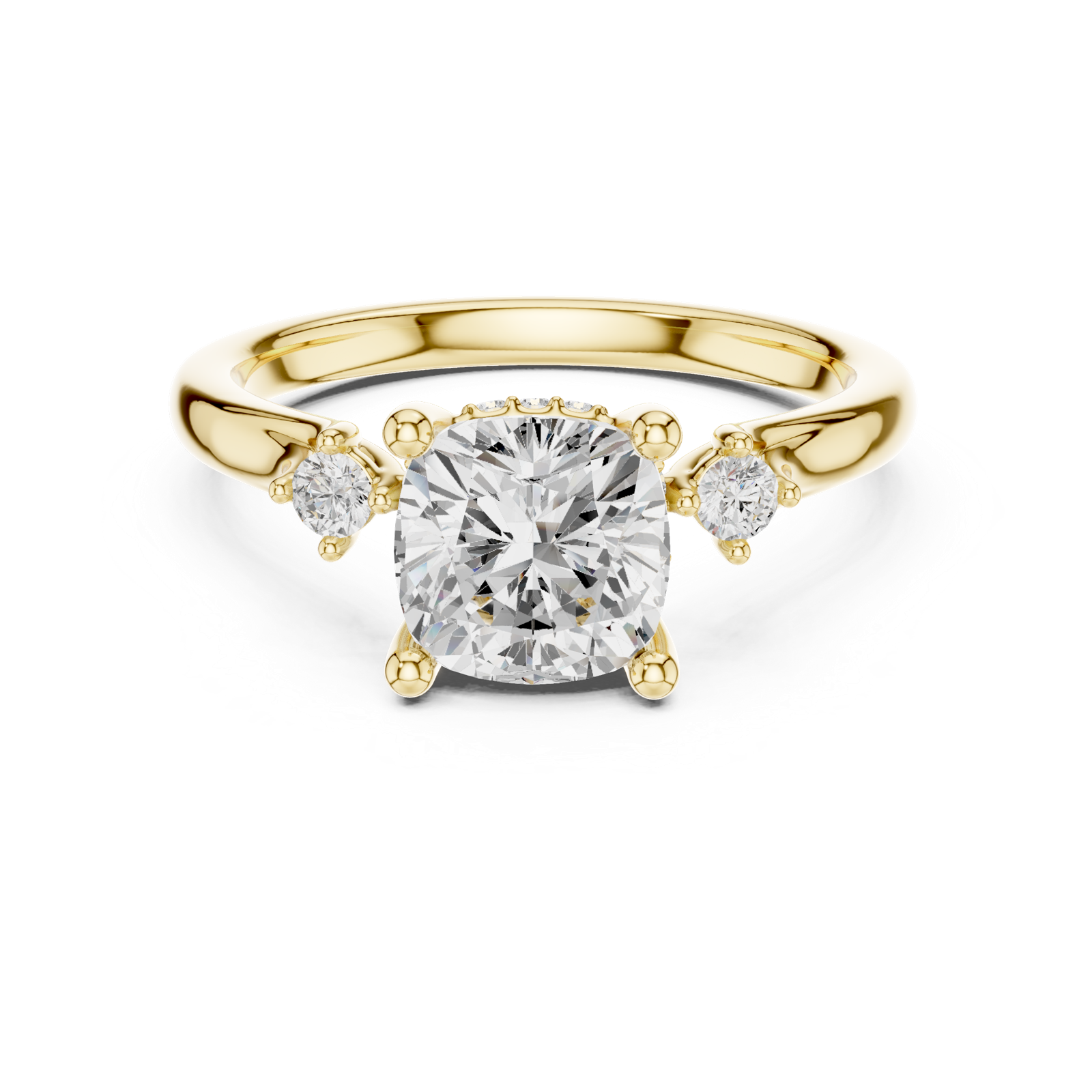 Gold Ring DDLR-164, Cushion center stone, Yellow Gold, view 4