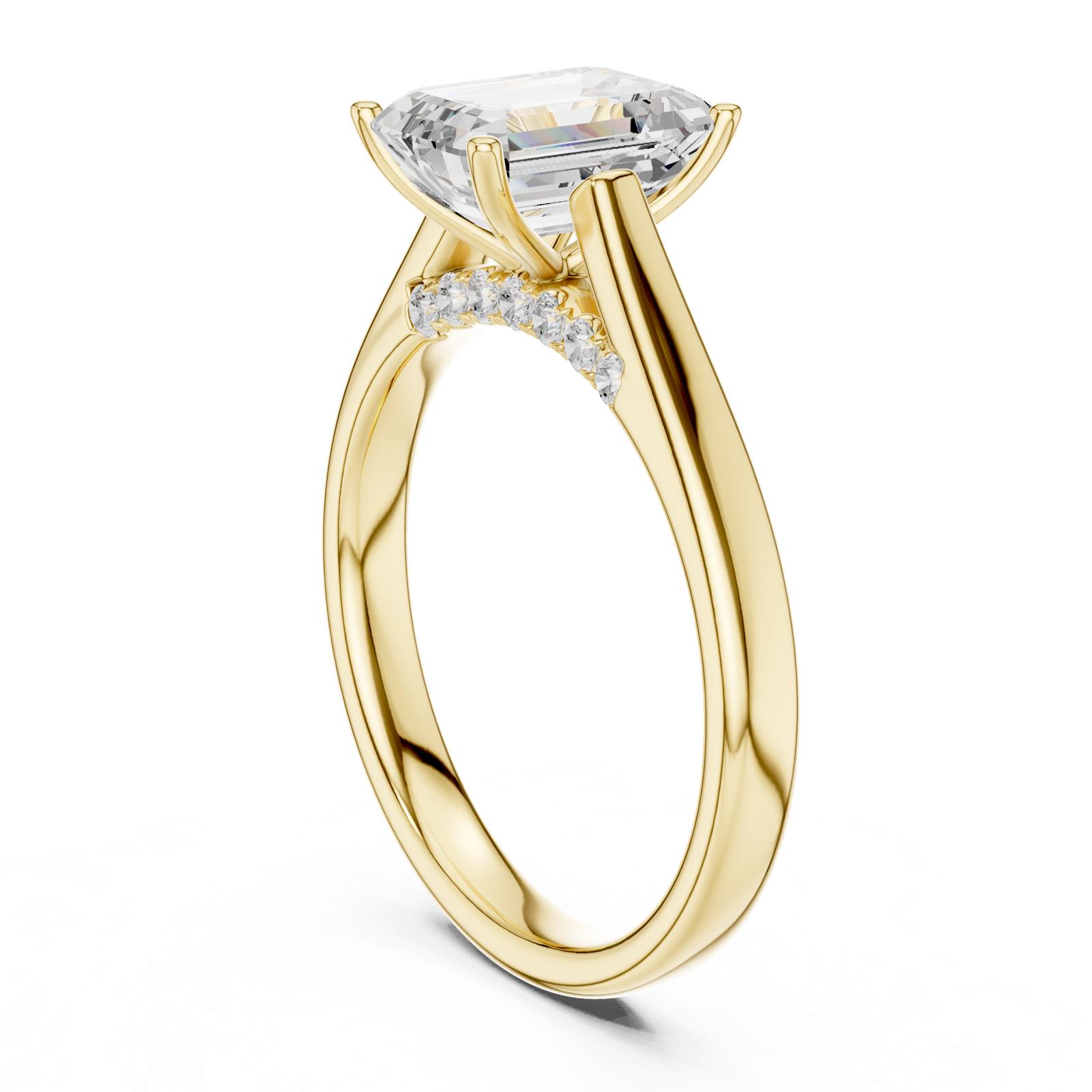 Gold Jewelry, Emerald center stone, Yellow Gold, view 1