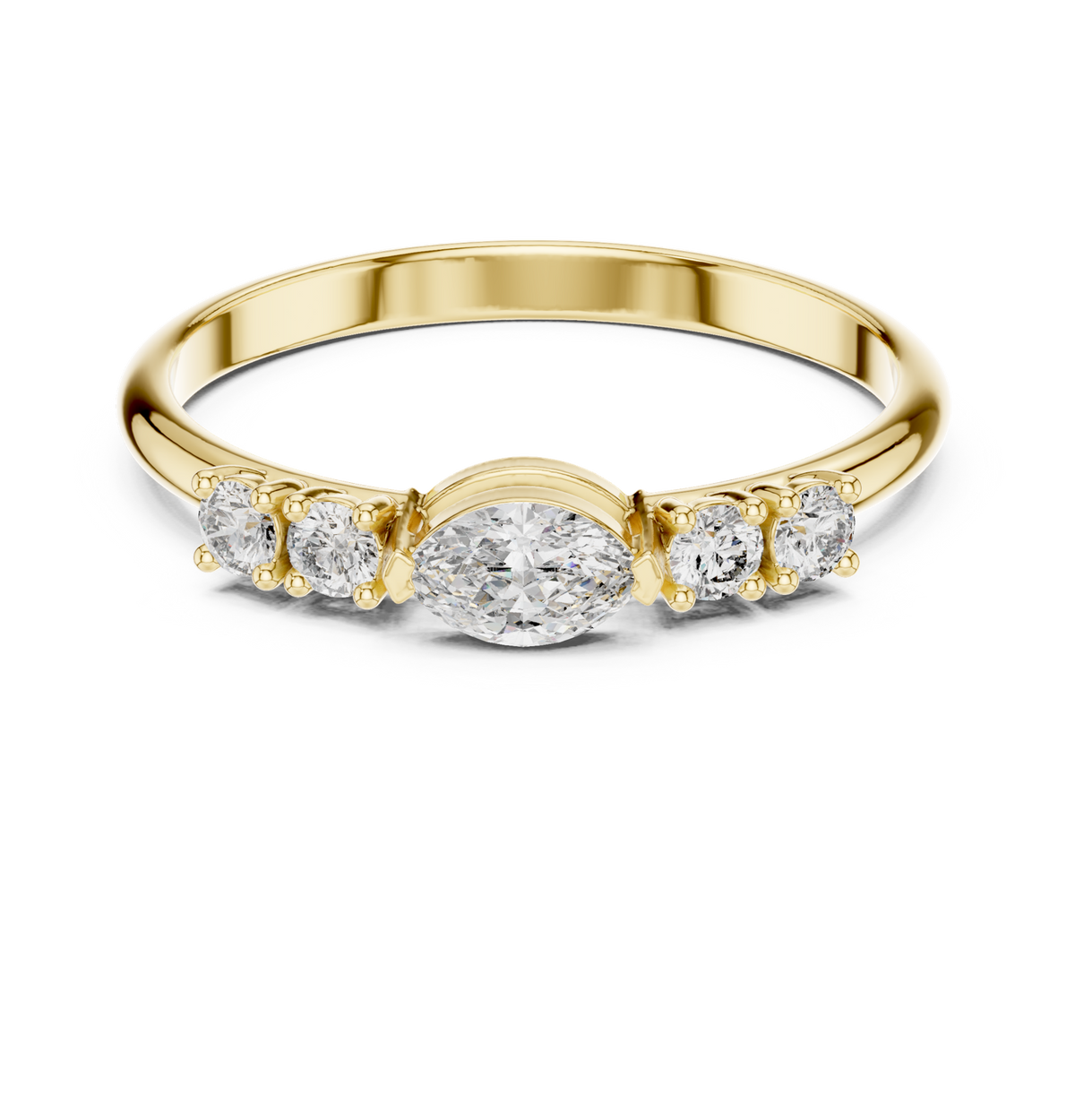 14K Solid Gold Lab Diamond Solitaire Ring, Yellow Gold