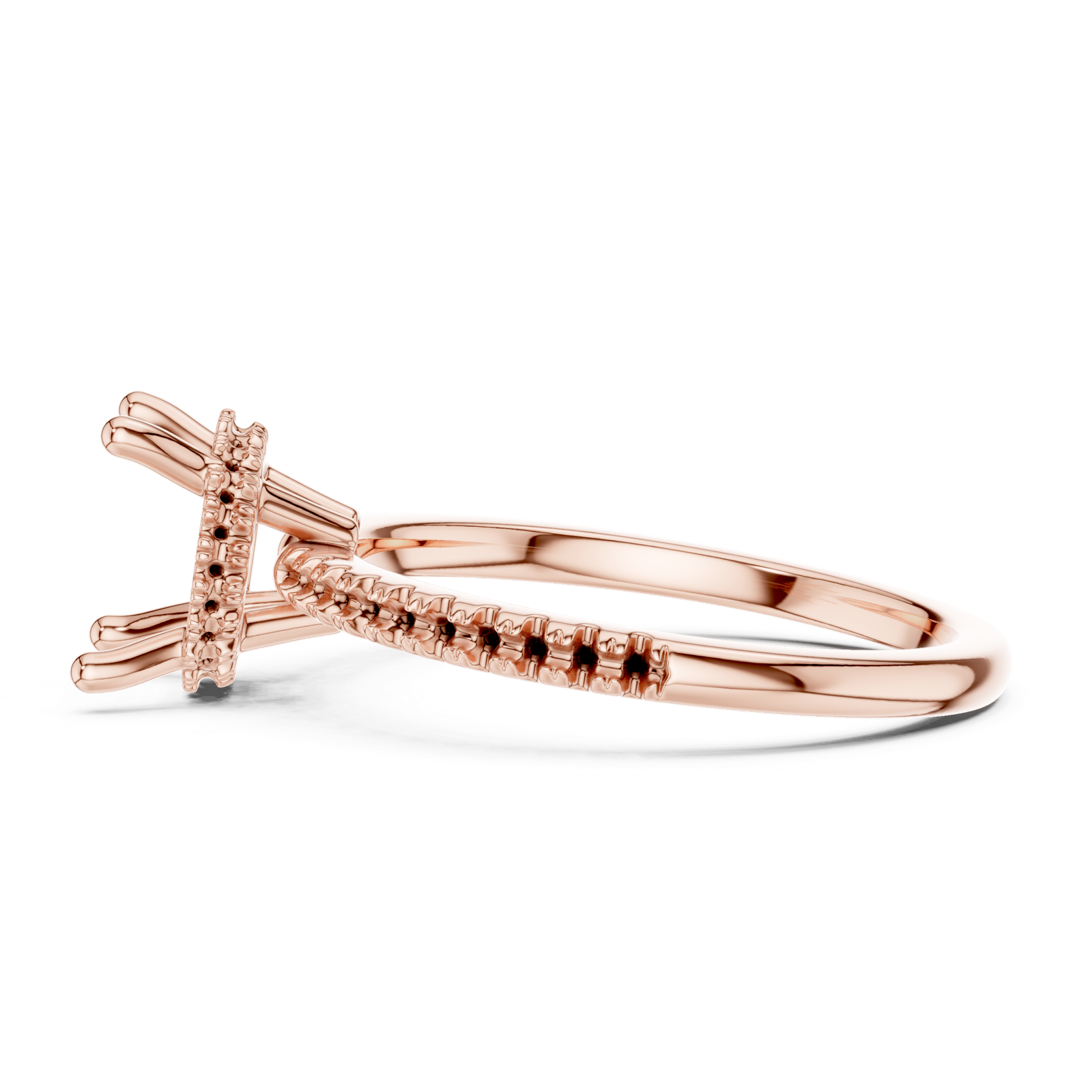 Gold Ring DDLR-177, Round center stone, Rose Gold, view 3
