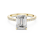 Gold Jewelry, Emerald center stone, Yellow Gold, view 4