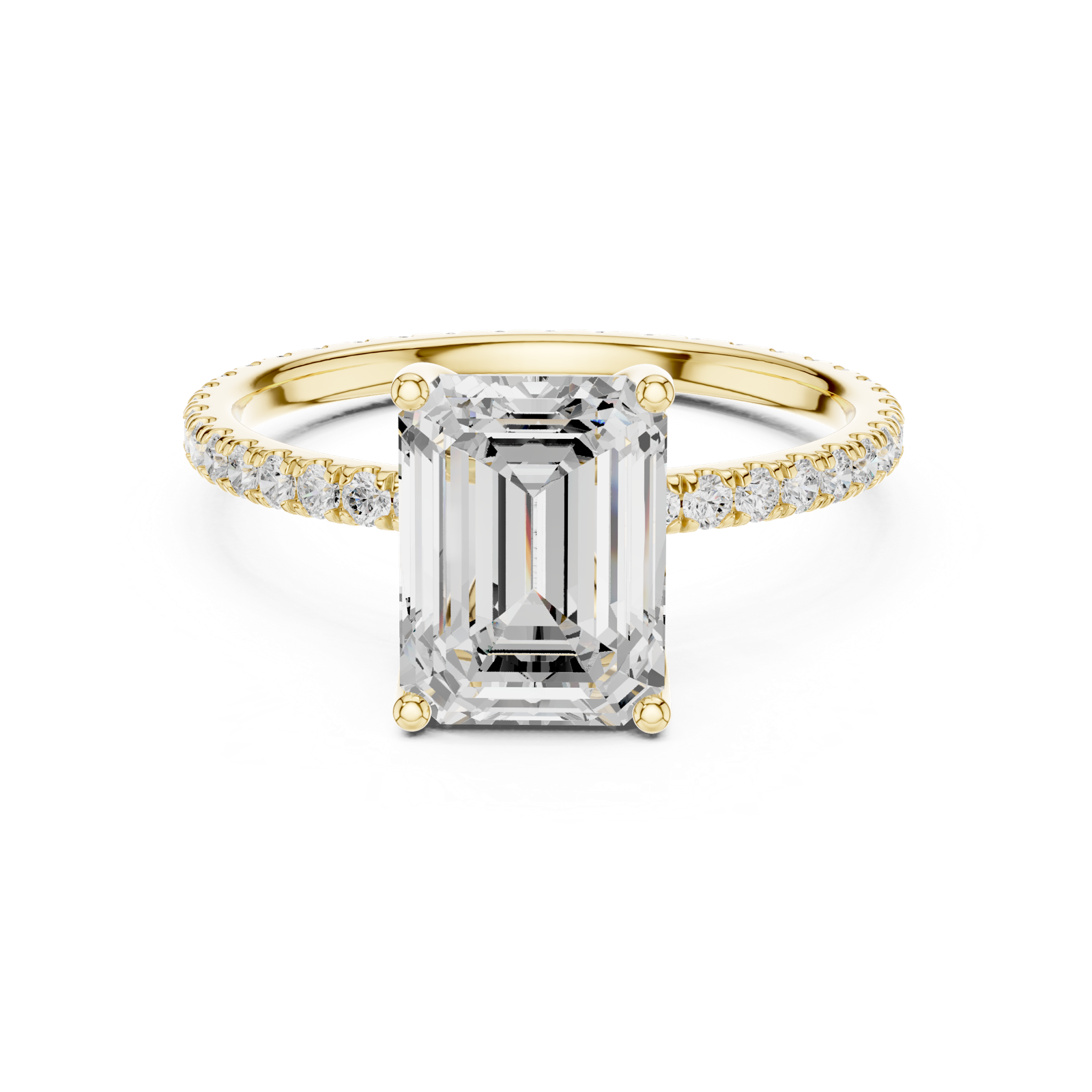 Gold Jewelry, Emerald center stone, Yellow Gold, view 4