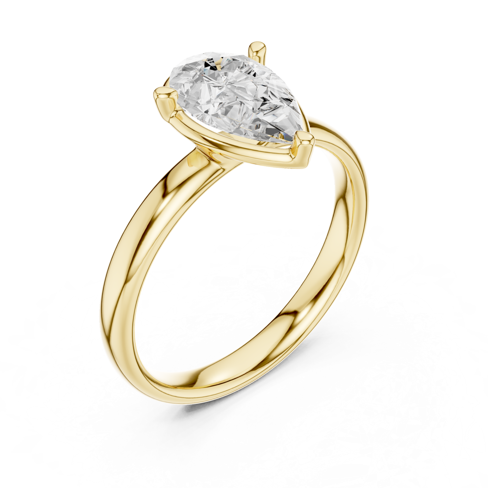Gold Jewelry L36-10, Pear center stone, Yellow Gold, view 2