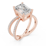 Gold Jewelry, Emerald center stone, Rose Gold, view 2