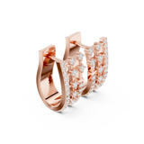 14K Solid Gold Lab Diamond Cluster Earrings, Rose Gold, view 1