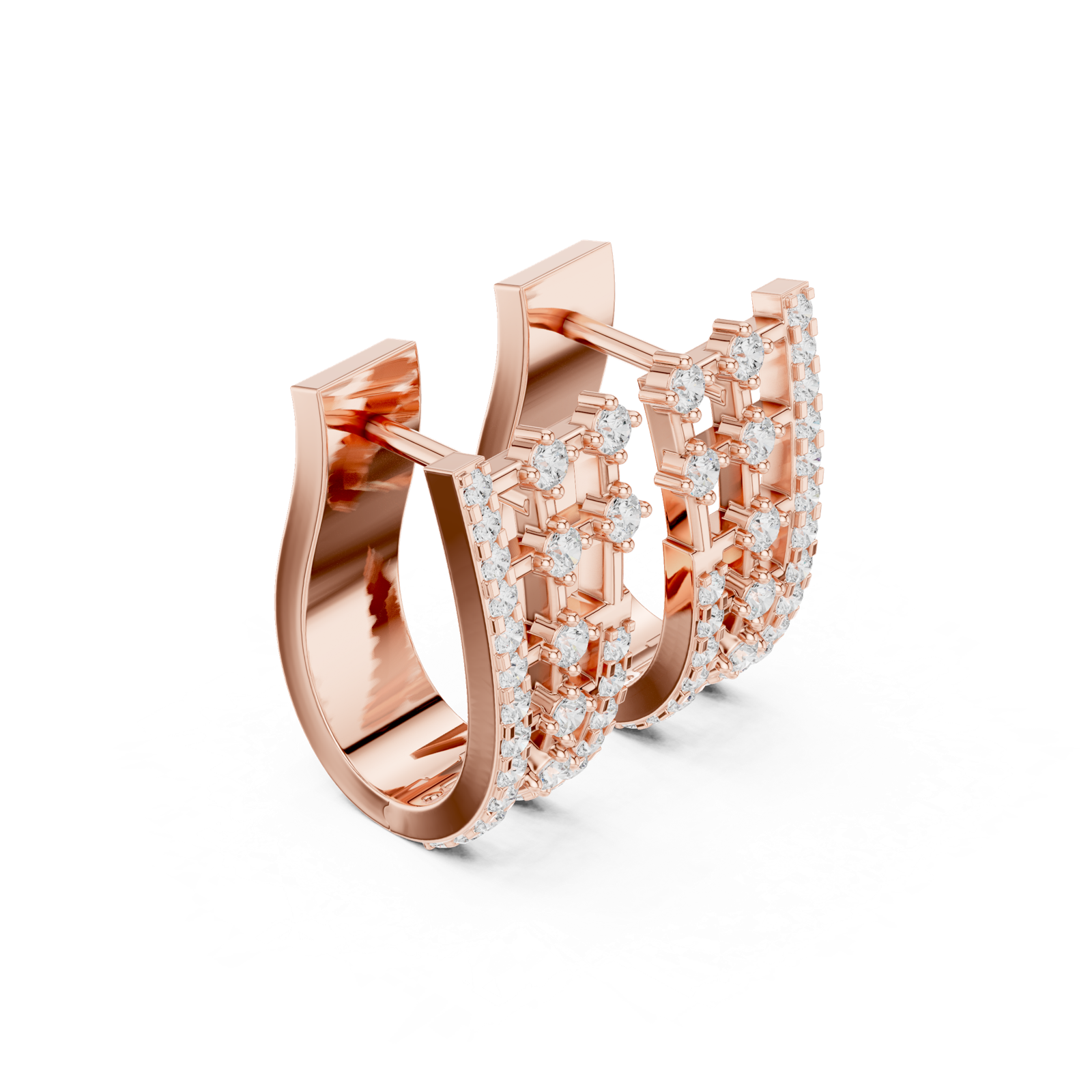 14K Solid Gold Lab Diamond Cluster Earrings, Rose Gold, view 1