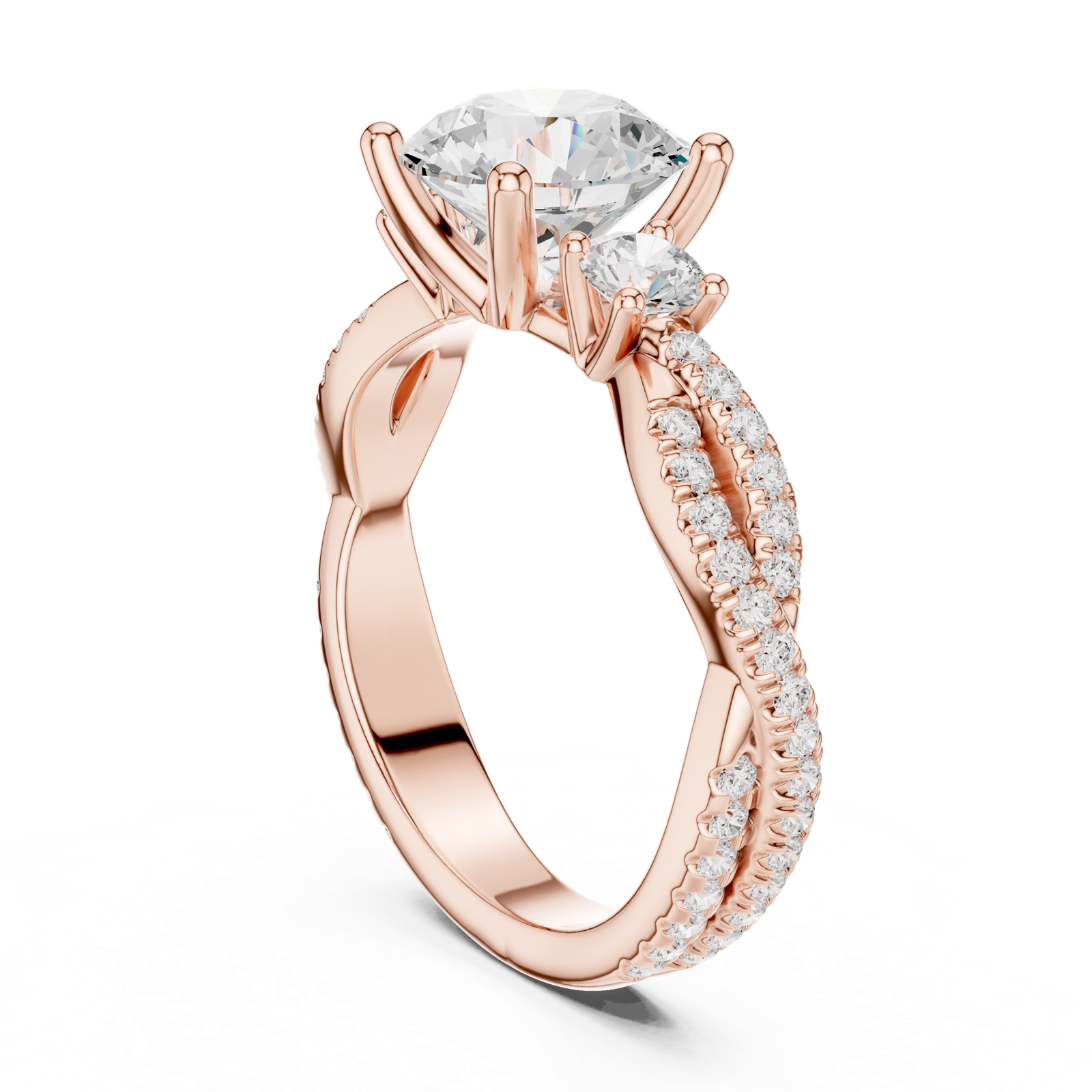 Gold Ring DDLR-281, Round center stone, Rose Gold, view 1