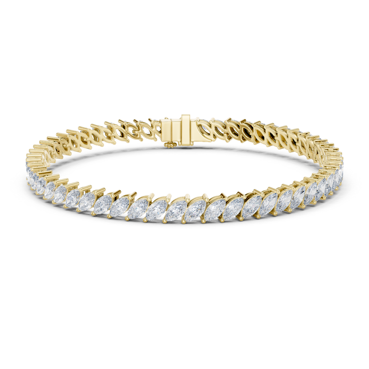 14K Solid Gold Lab Diamond Bracelet, Yellow Gold