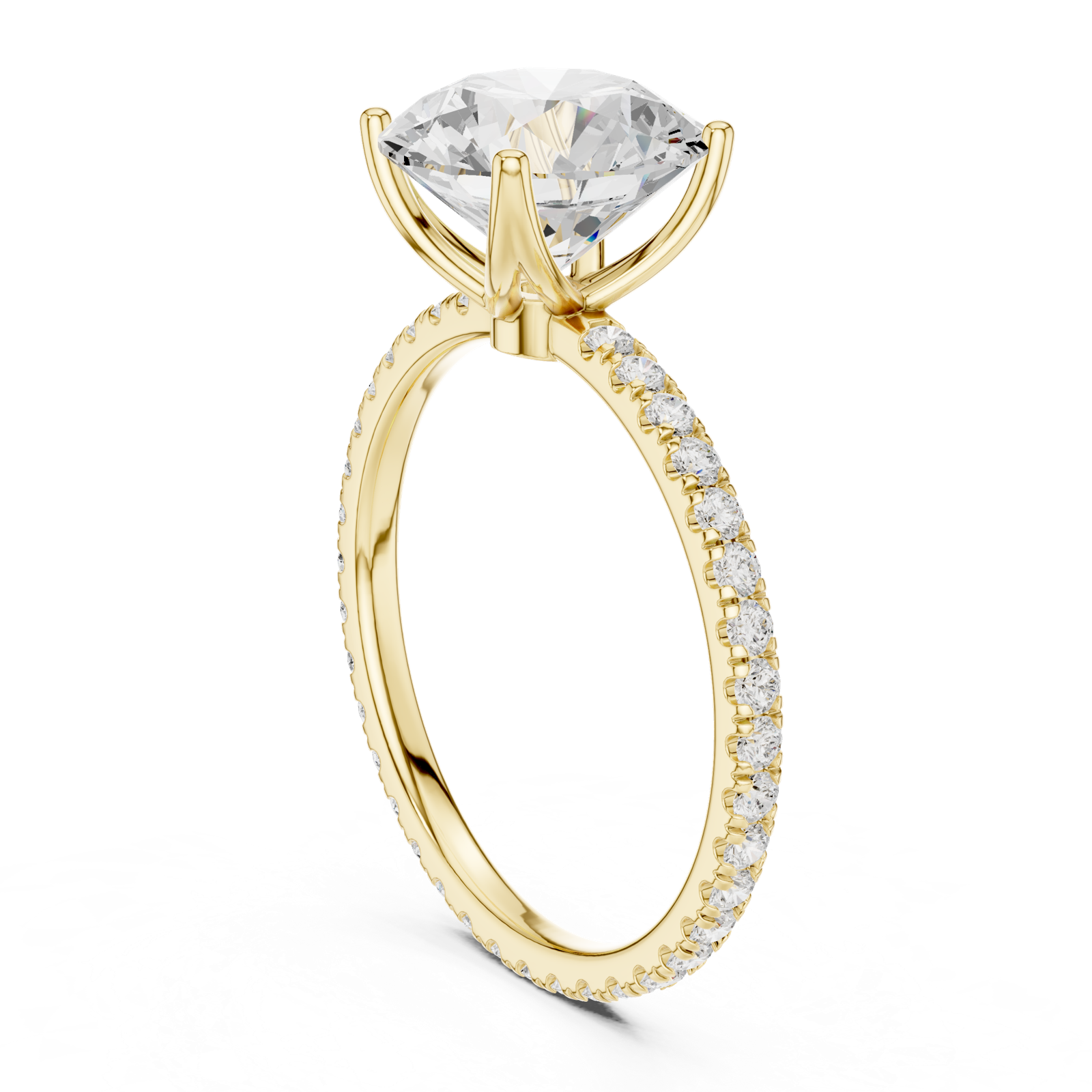Gold Jewelry L36-16, Round center stone, Yellow Gold, view 1