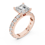 Gold Jewelry, Asscher center stone, Rose Gold, view 2