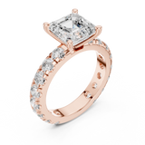 Gold Jewelry, Asscher center stone, Rose Gold, view 2