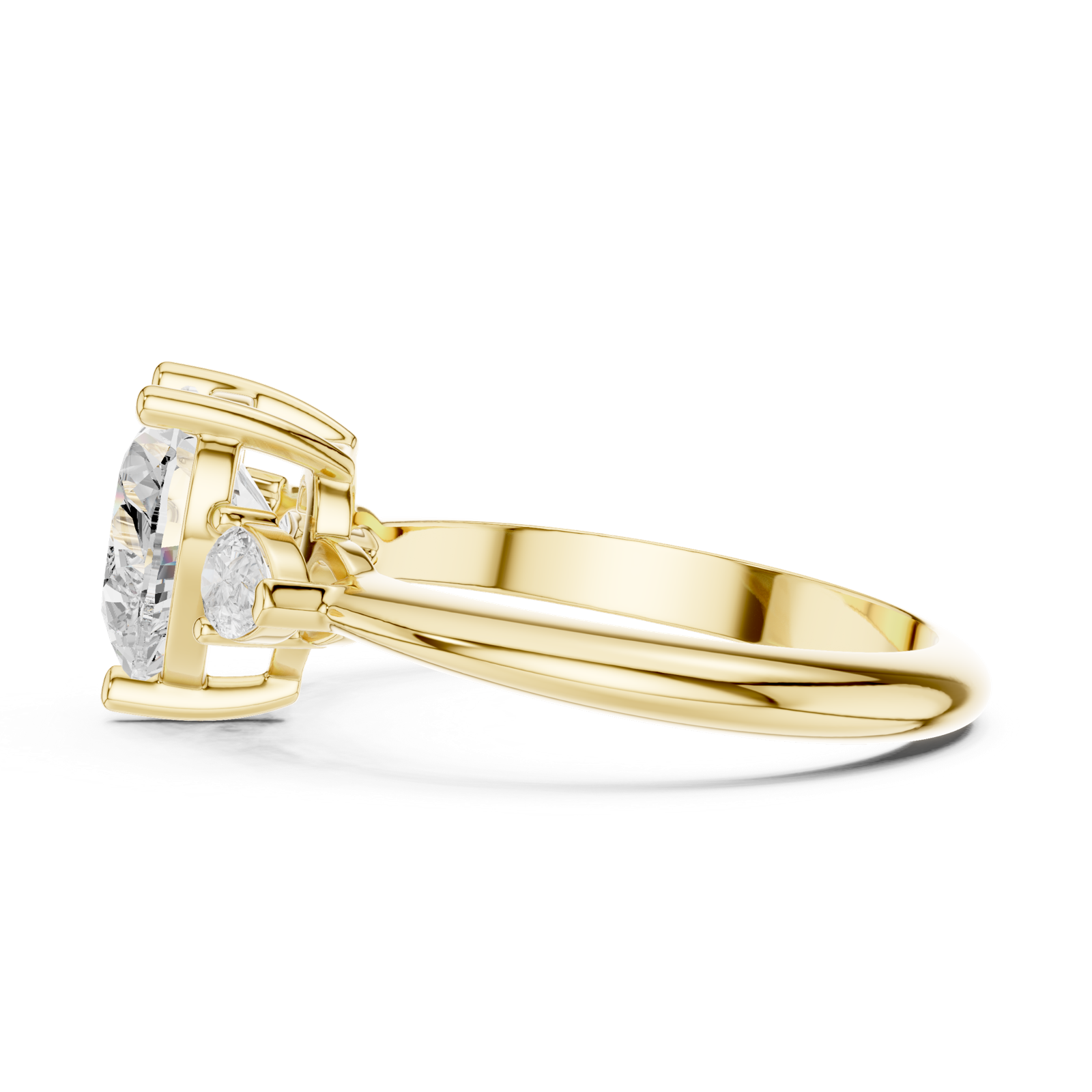 Gold Jewelry L35-66, Heart center stone, Yellow Gold, view 3