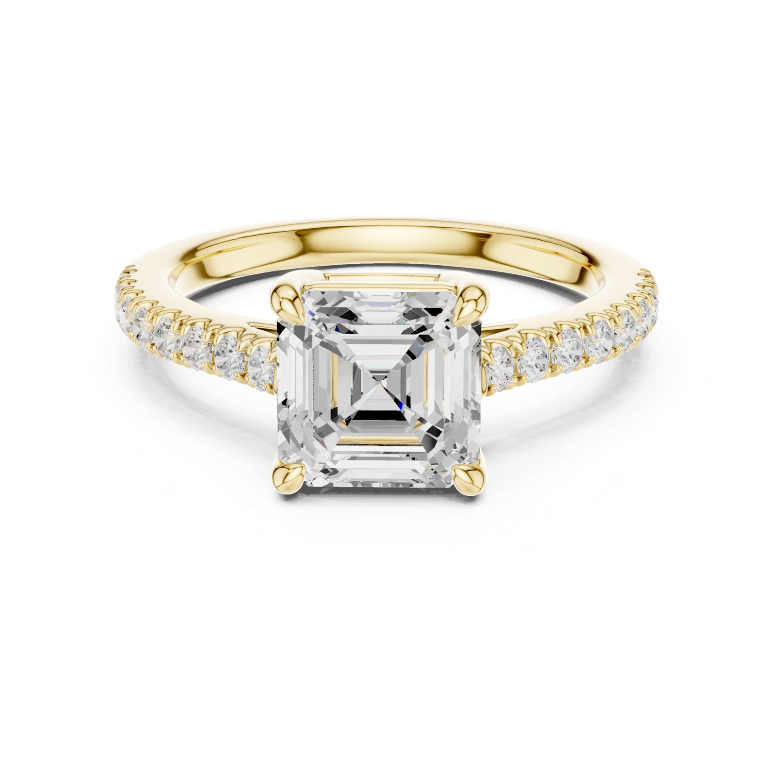 Gold Ring DDLR-039, Asscher center stone, Yellow Gold, view 4