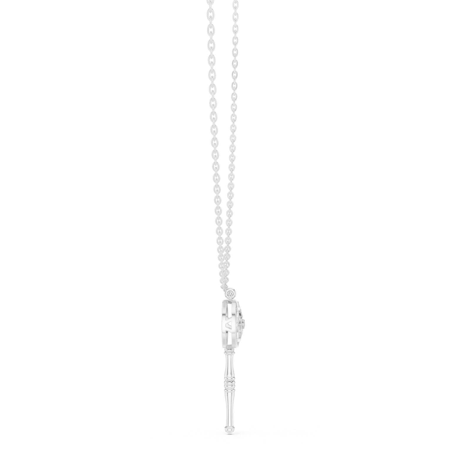 14K Solid Gold Lab Diamond Pendant Necklace, White Gold, view 3