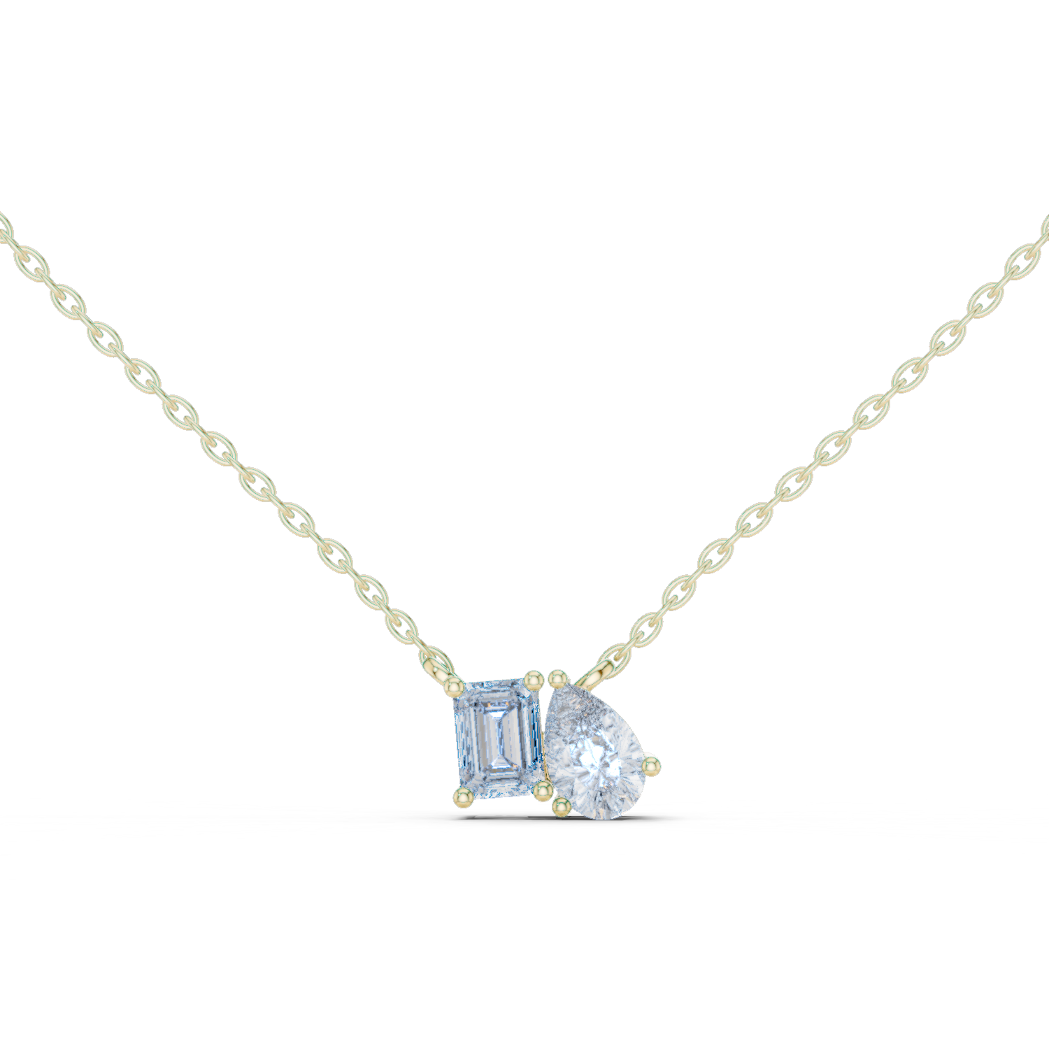 14K Solid Gold Lab Diamond Pendant Necklace, Yellow Gold
