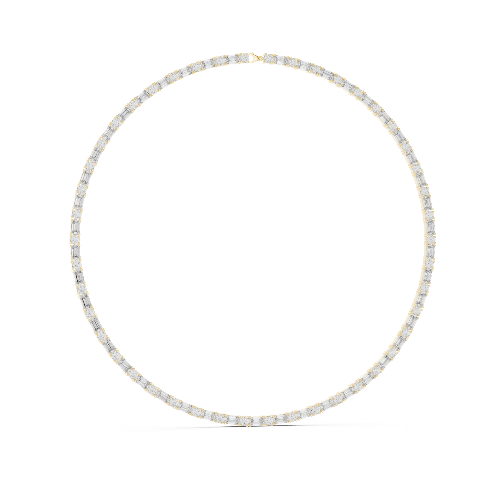 14K Solid Gold Lab Diamond Tennis Necklace, Yellow Gold, view 1