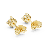 14K Solid Gold Lab Diamond Stud Earrings, Yellow Gold, view 3