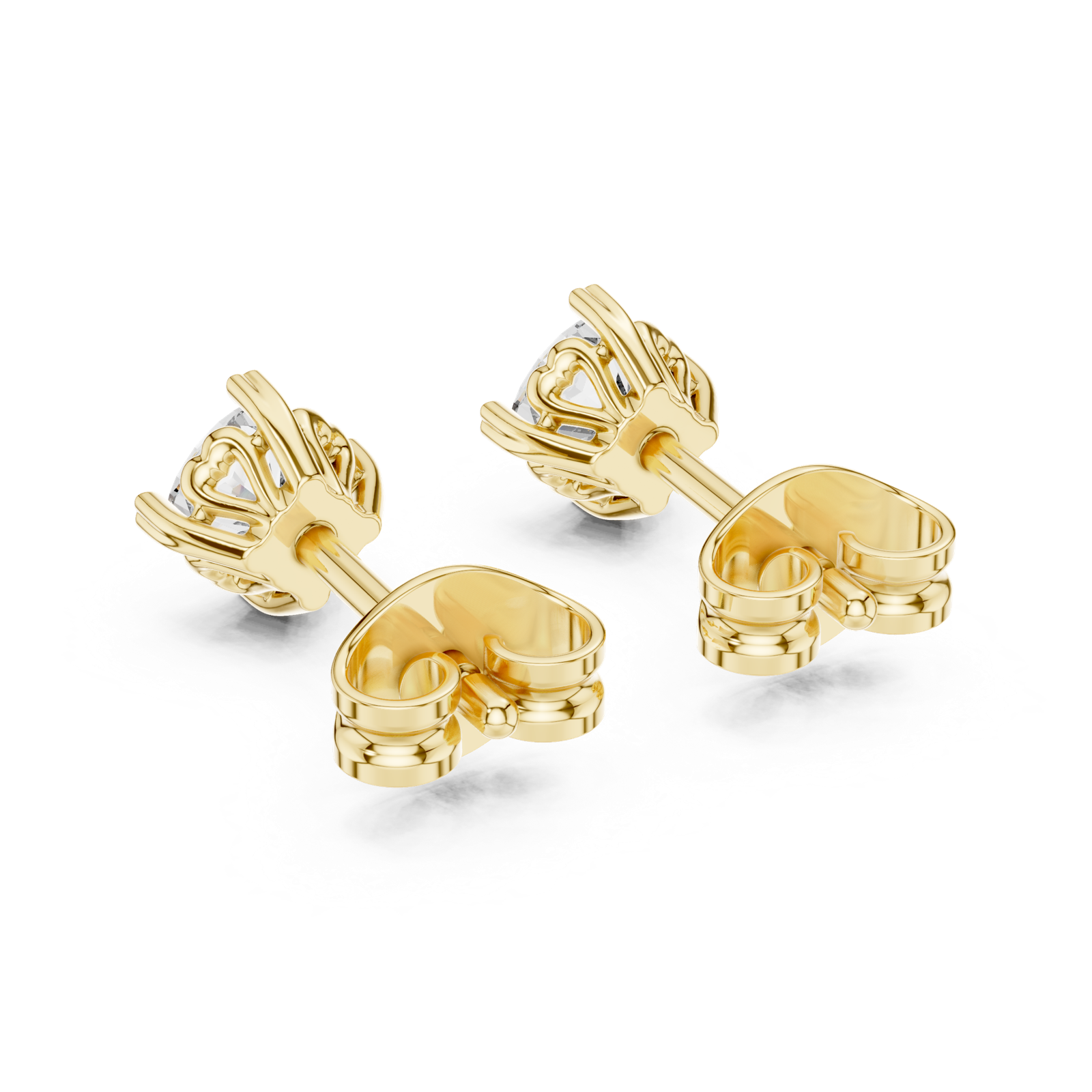 14K Solid Gold Lab Diamond Stud Earrings, Yellow Gold, view 3