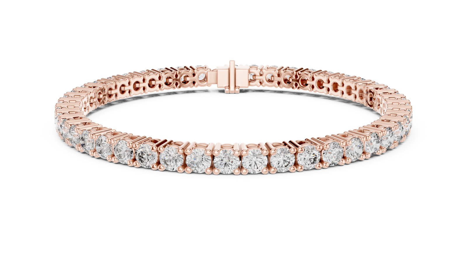 14K Solid Gold Lab Diamond Bracelet, Rose Gold, view 4