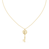 14K Solid Gold Lab Diamond Pendant Necklace, Yellow Gold