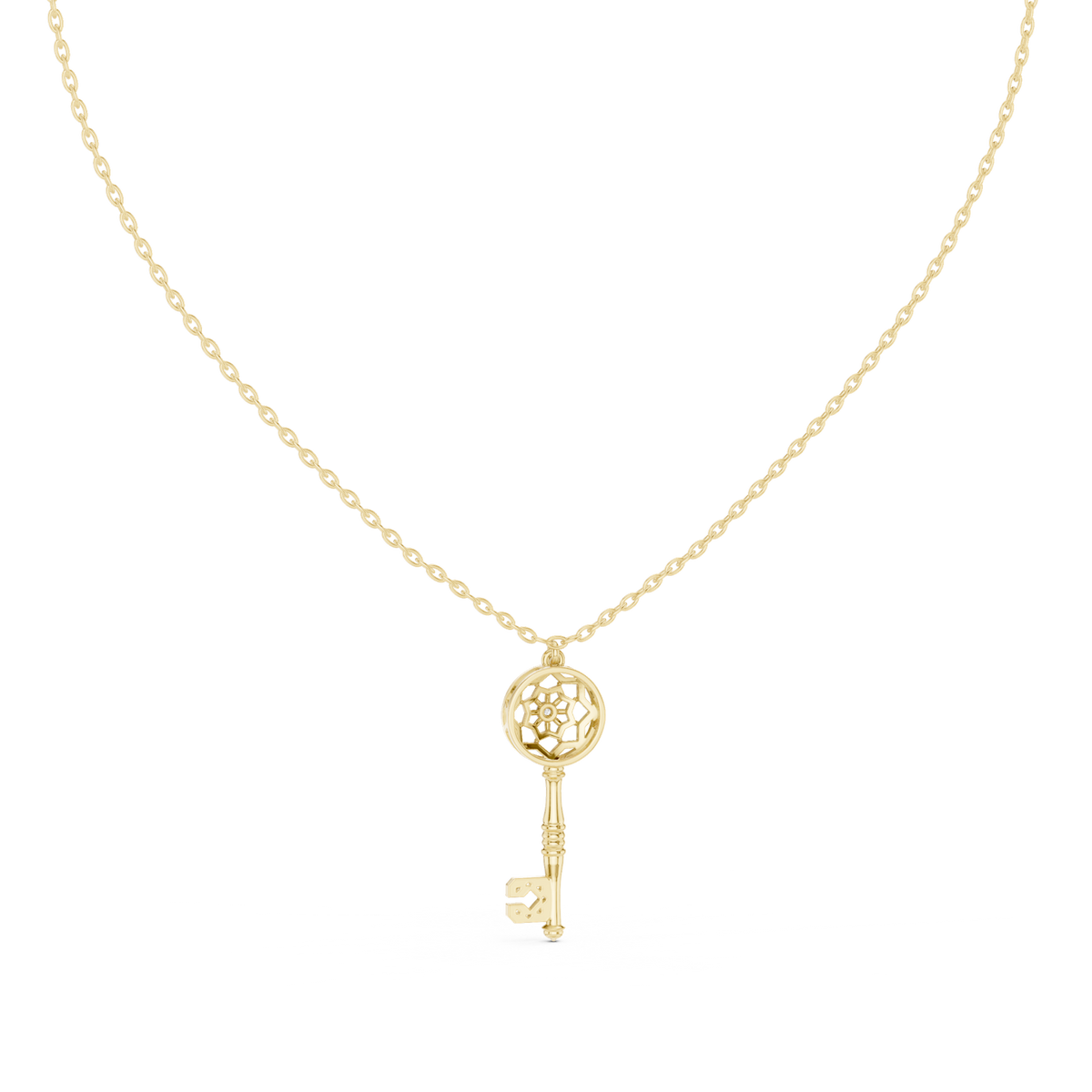 14K Solid Gold Lab Diamond Pendant Necklace, Yellow Gold