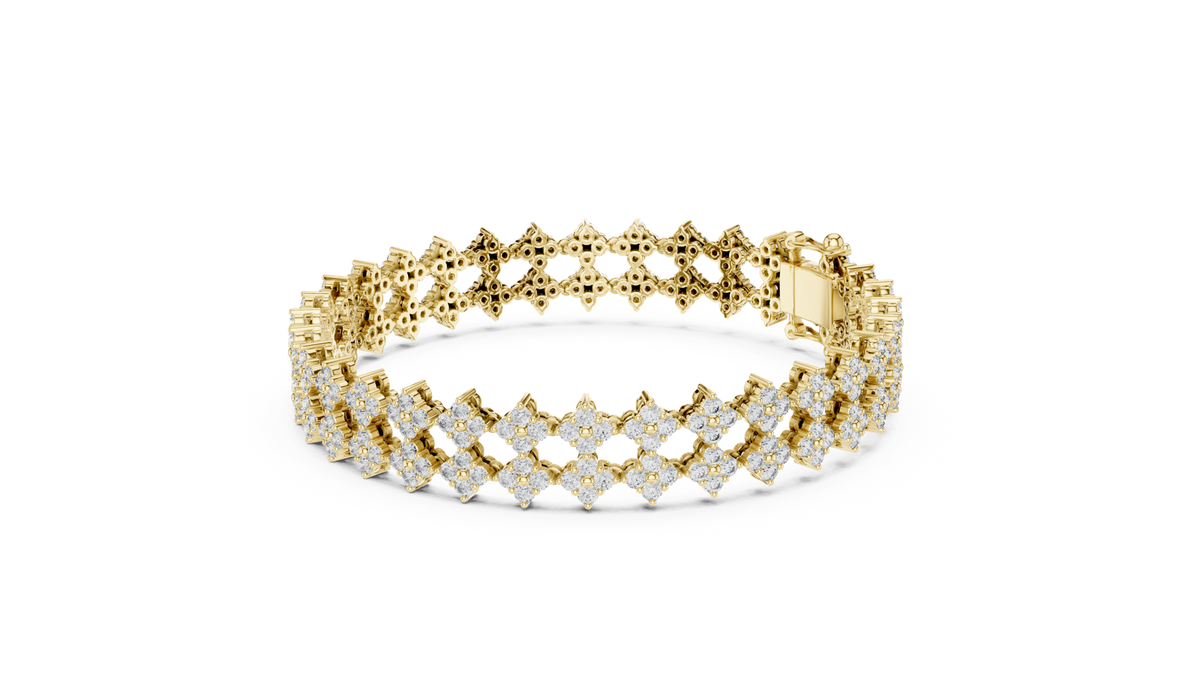 14K Solid Gold Lab Diamond Bracelet, Yellow Gold, view 1