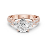 Gold Ring DDLR-281, Pear center stone, Rose Gold