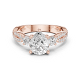 Gold Ring DDLR-281, Pear center stone, Rose Gold