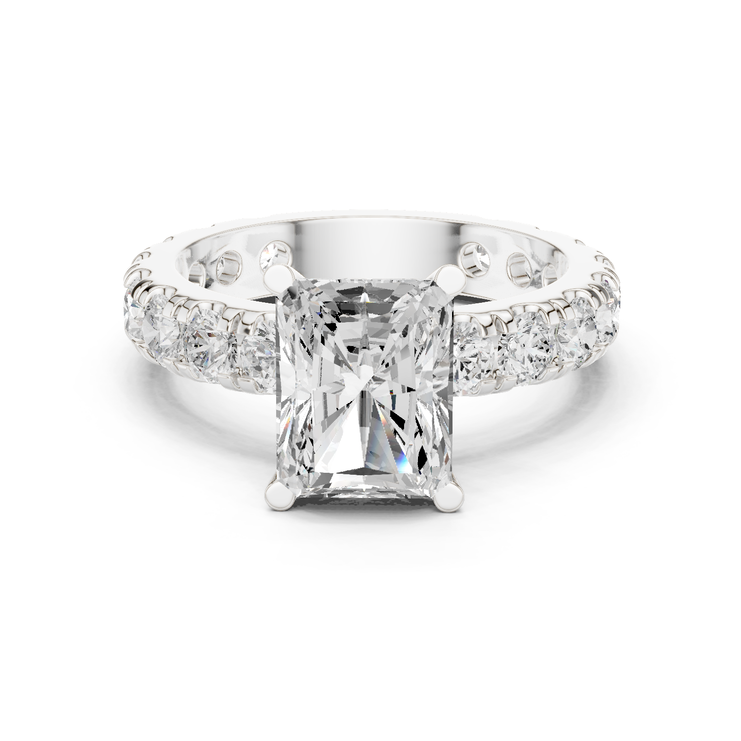 Gold Jewelry L35-63, Radiant center stone, White Gold