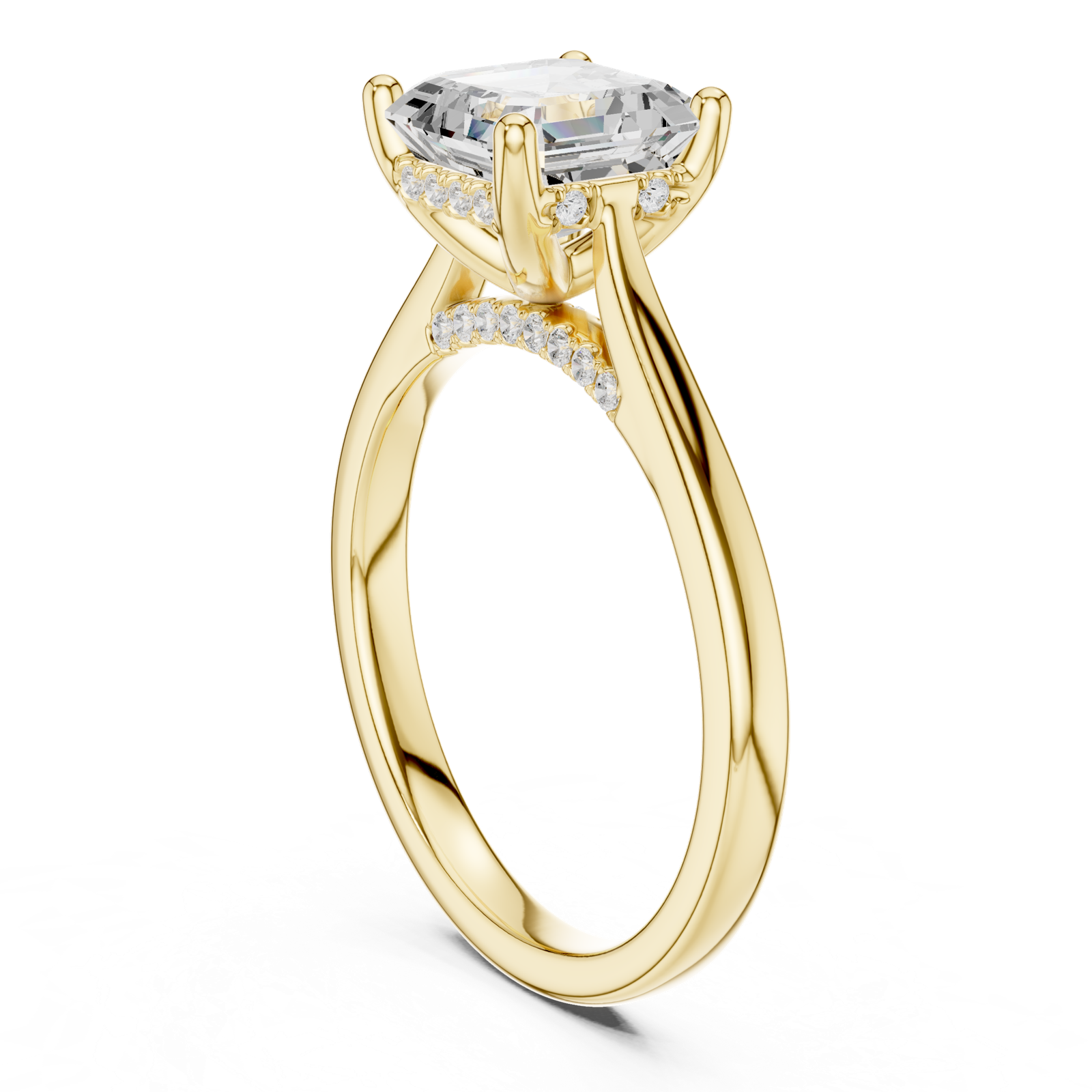 Gold Ring DDLR-163, Asscher center stone, Yellow Gold, view 1