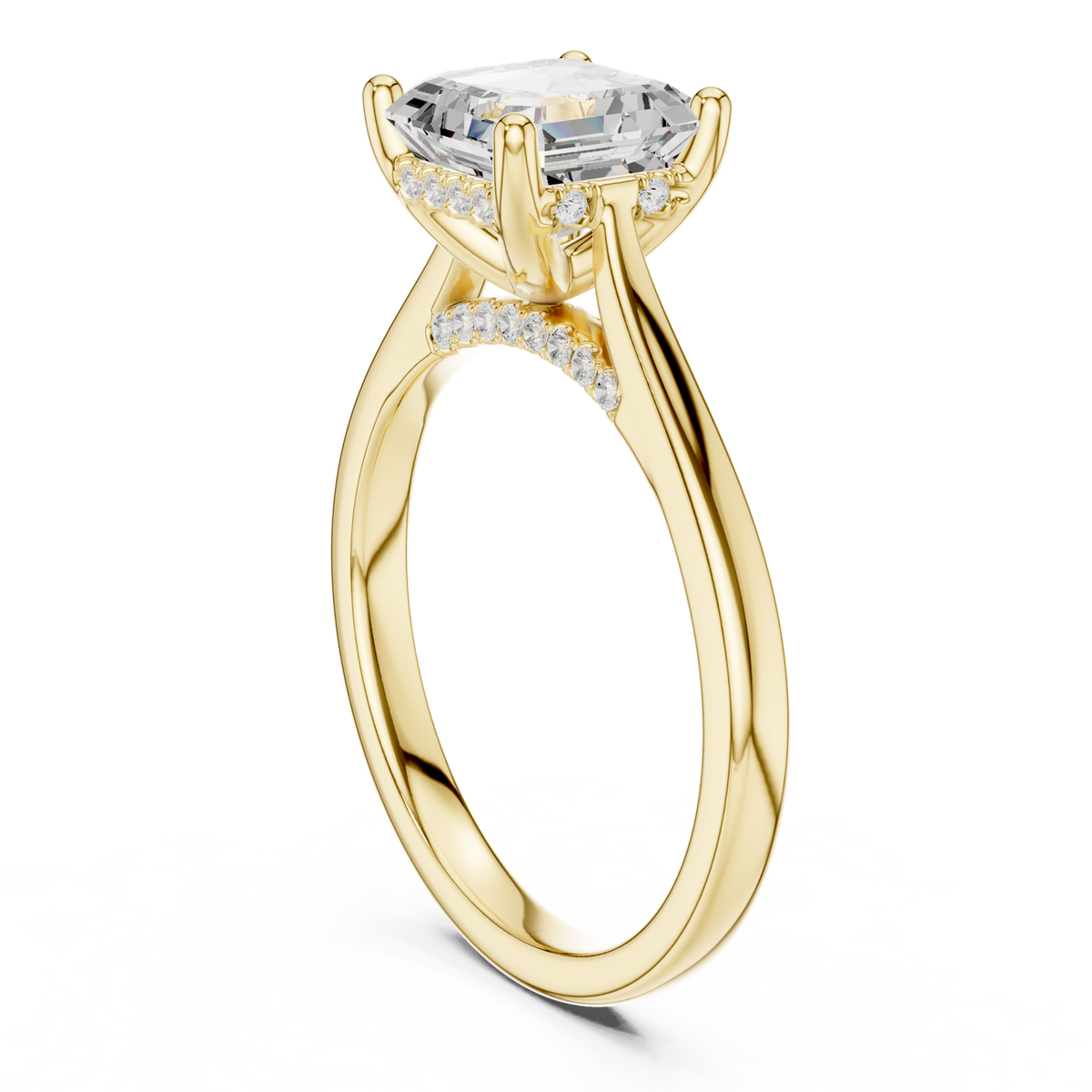 Gold Ring, Asscher center stone, Yellow Gold, view 1