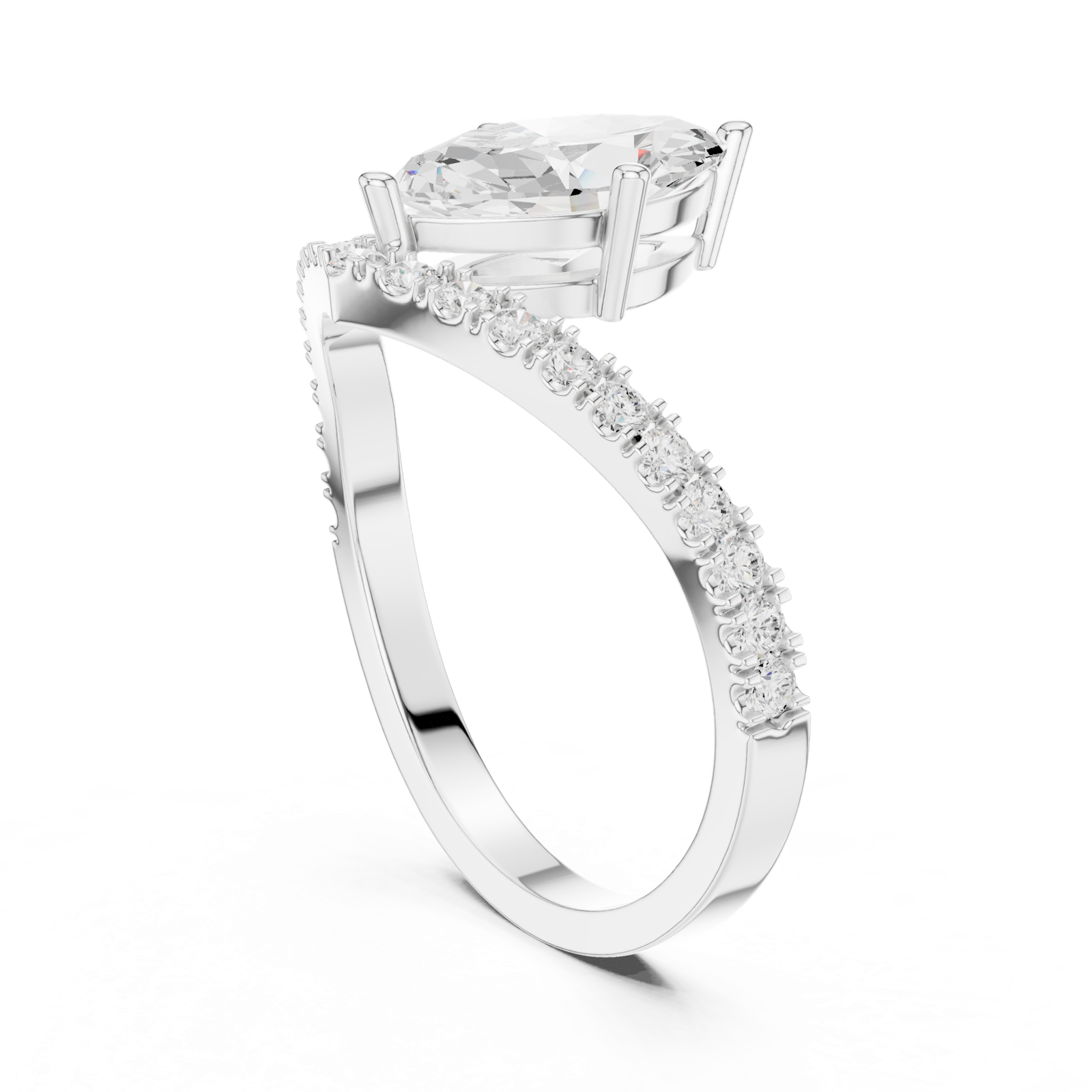Gold Ring DDLR-1105, White Gold, view 1