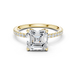 Gold Jewelry, Asscher center stone, Yellow Gold